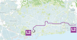 Situaci de l'estaci Parallel a la lnia L2 (mapa base: wefer.com)