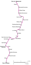 Traçat de la línia 4 del metro de París (font: Wikipedia)