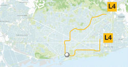 Situaci de l'estaci Barceloneta a la lnia L4 (mapa base: wefer.com)