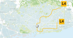 Situaci de l'estaci Urquinaona a la lnia L4 (mapa base: wefer.com)