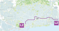 Situació de l'estació Encants a la línia L2 (mapa base: wefer.com)