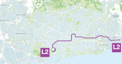 Situació de l'estació Paral·lel a la línia L2 (mapa base: wefer.com)